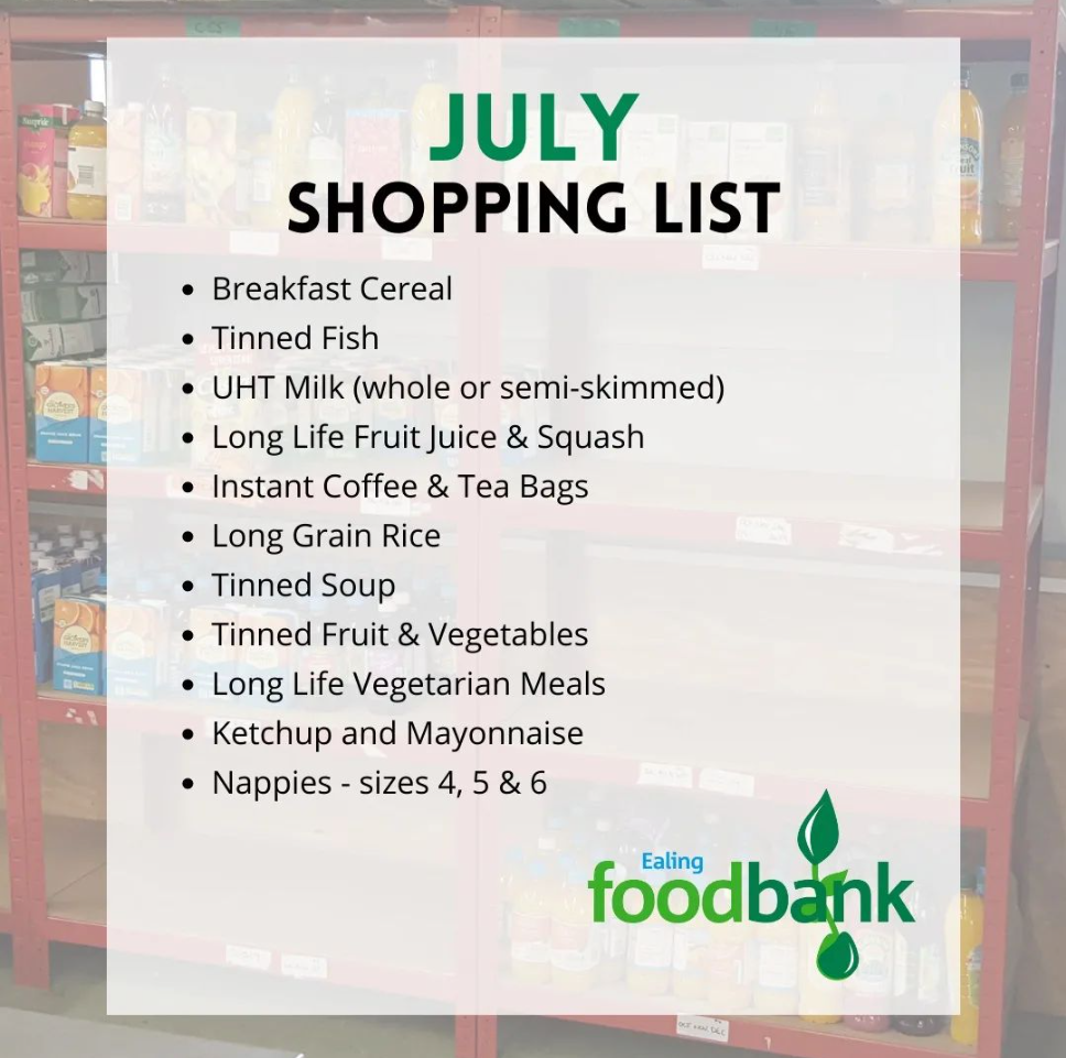 July shopping list